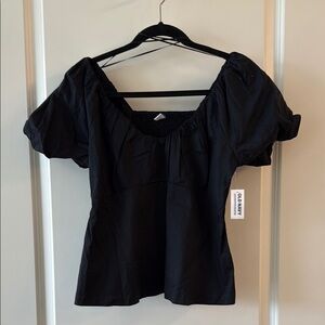 Old Navy Black Puff Sleeve Fitted Blouse